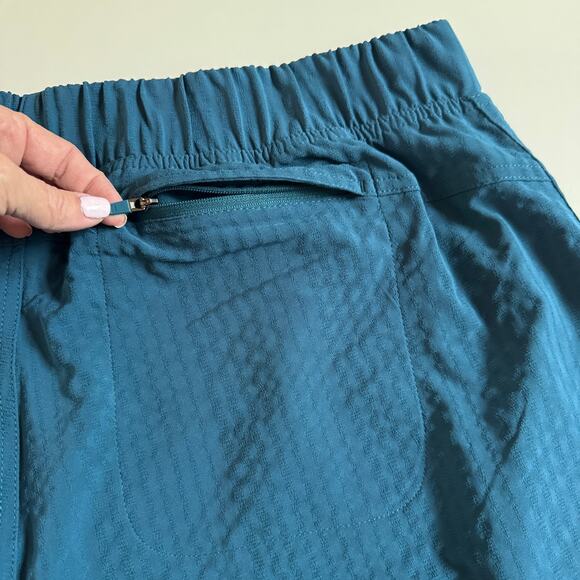 Title Nine Slaycation Wide Leg Cropped Pants Size XL NEW Deep Lagoon Textured - Picture 16 of 16